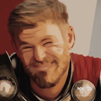 a painting of thor with a smile on his face